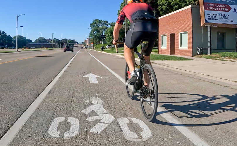 biking in bike lane south broadway road